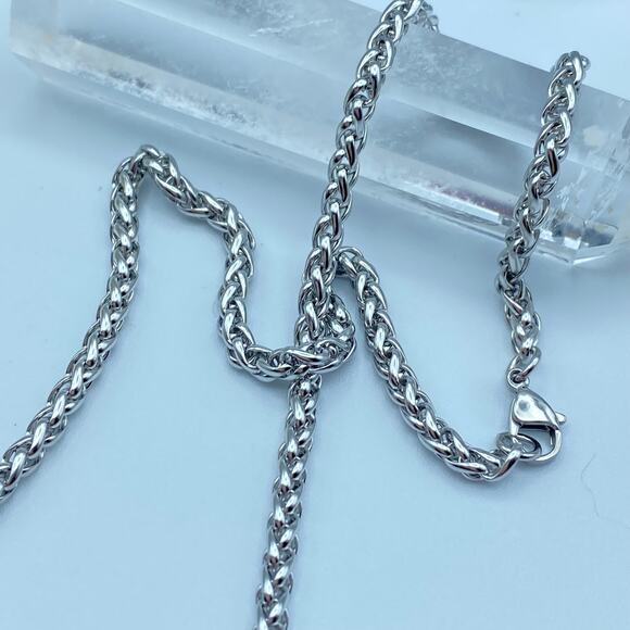 20 Inch Stainless Steel Wheat Chain With Lobster Claw Clasp, Unisex - Picture 2 of 4